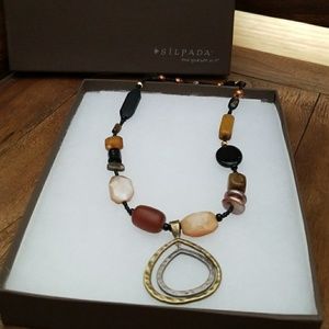 Silpada silver, brass and stone beaded necklace.